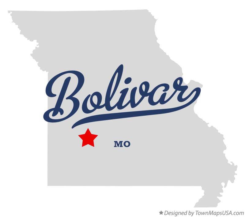 Map of Bolivar, MO, Missouri