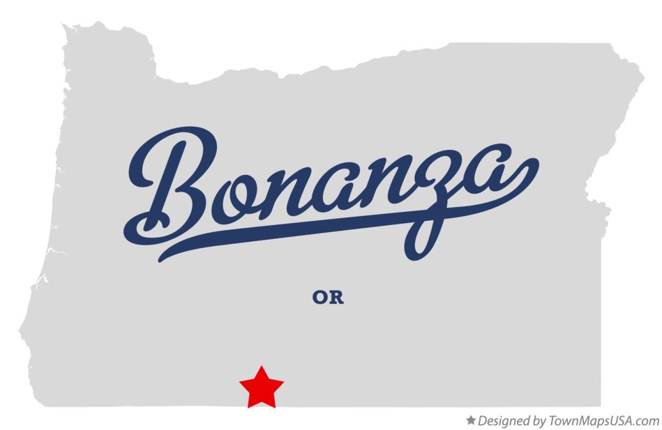 Map of Bonanza, OR, Oregon