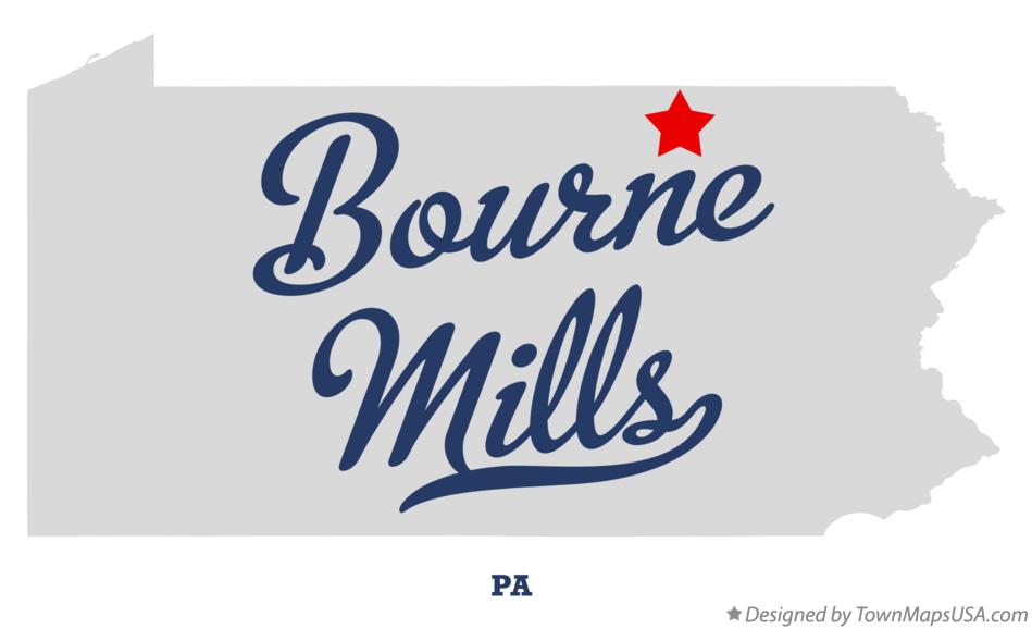 Map of Bourne Mills, PA, Pennsylvania