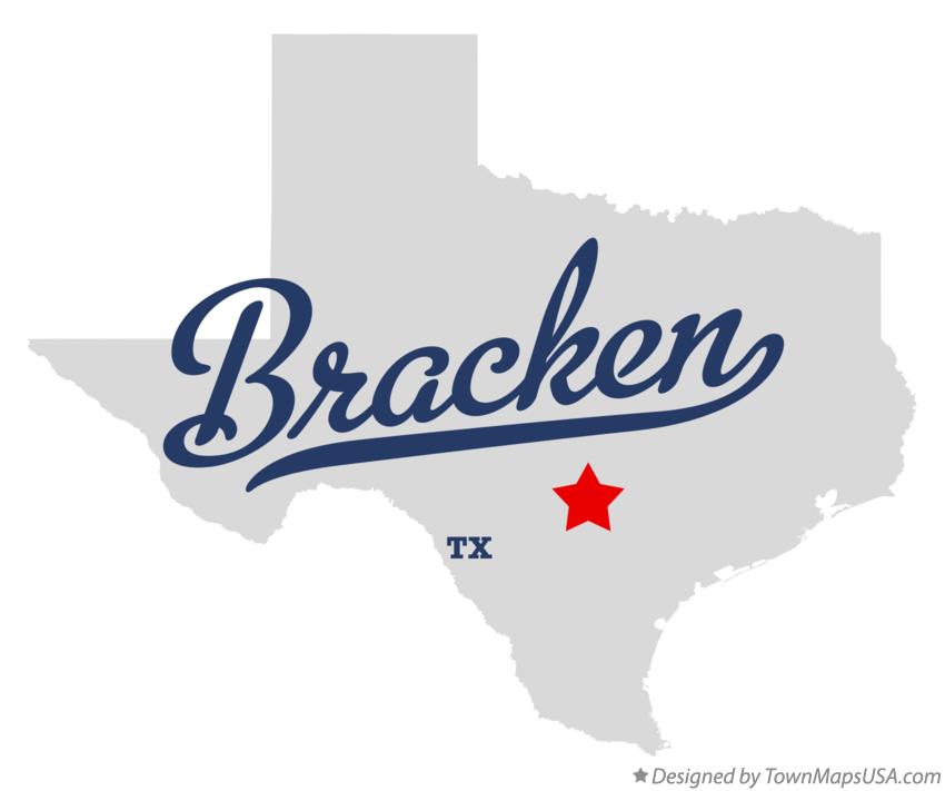Map of Bracken, TX, Texas