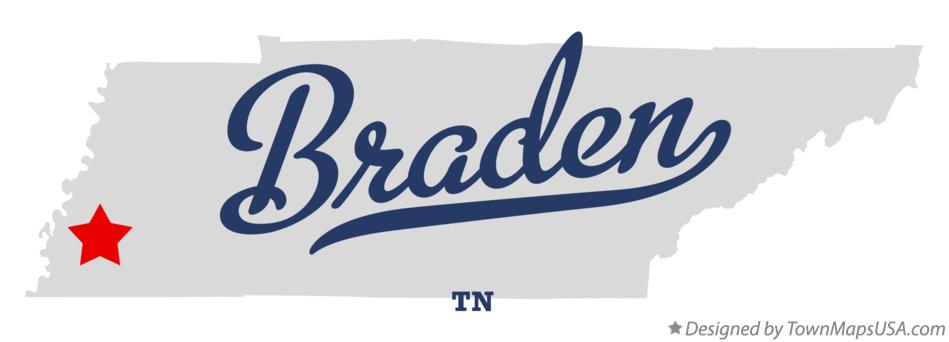 Map of Braden, TN, Tennessee