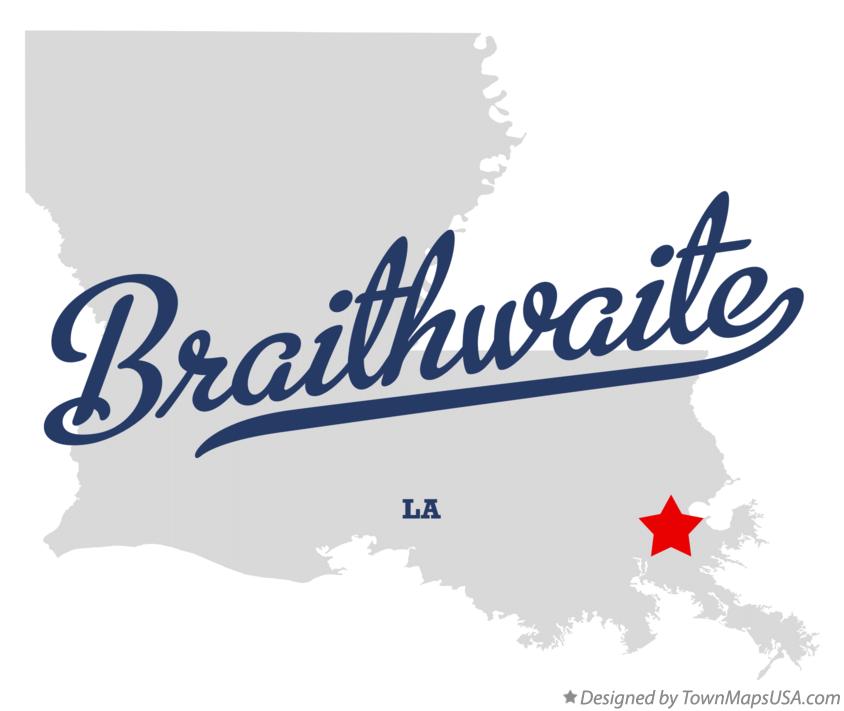 Map of Braithwaite, LA, Louisiana