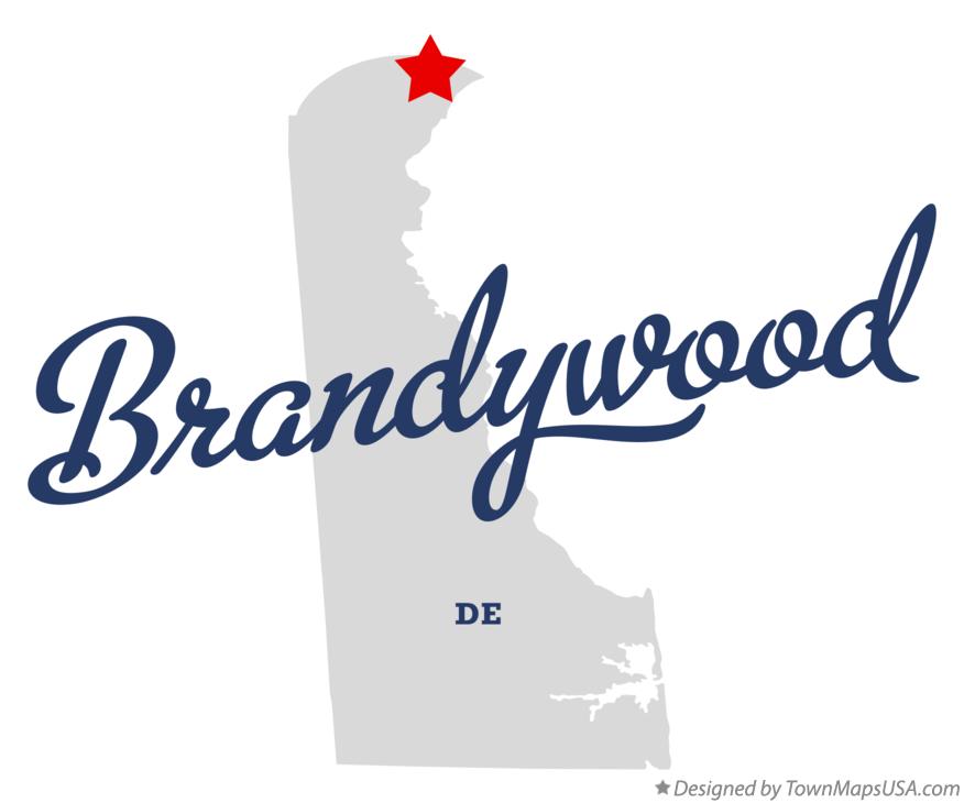 Map of Brandywood, DE, Delaware
