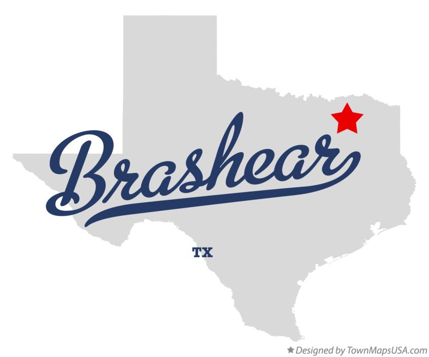 Map of Brashear, TX, Texas