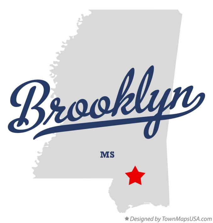 Map of Brooklyn, MS, Mississippi