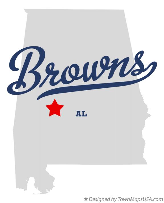 Map of Browns, AL, Alabama