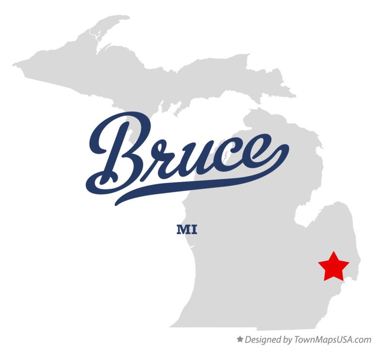Map of Bruce, County, MI, Michigan
