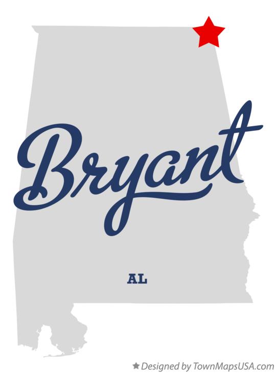 Map of Bryant, AL, Alabama