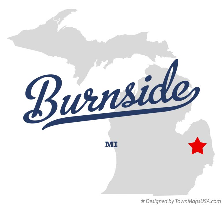 Map of Burnside, MI, Michigan