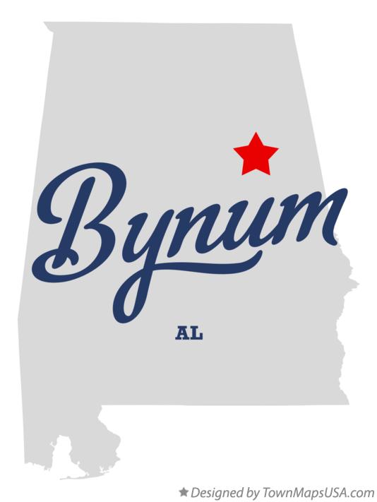 Map of Bynum, AL, Alabama