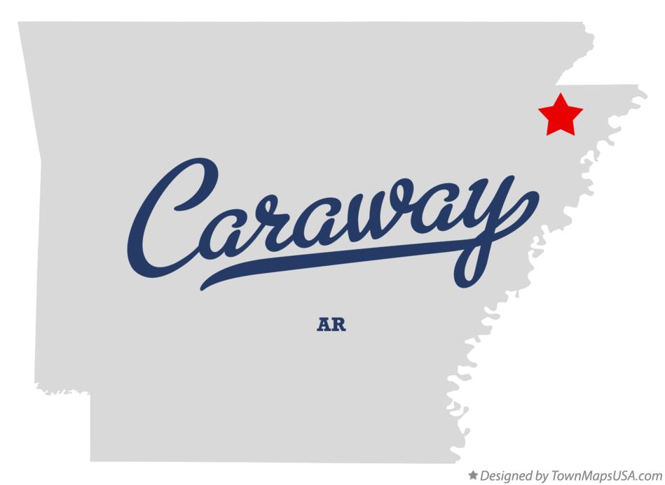 Map of Caraway, AR, Arkansas
