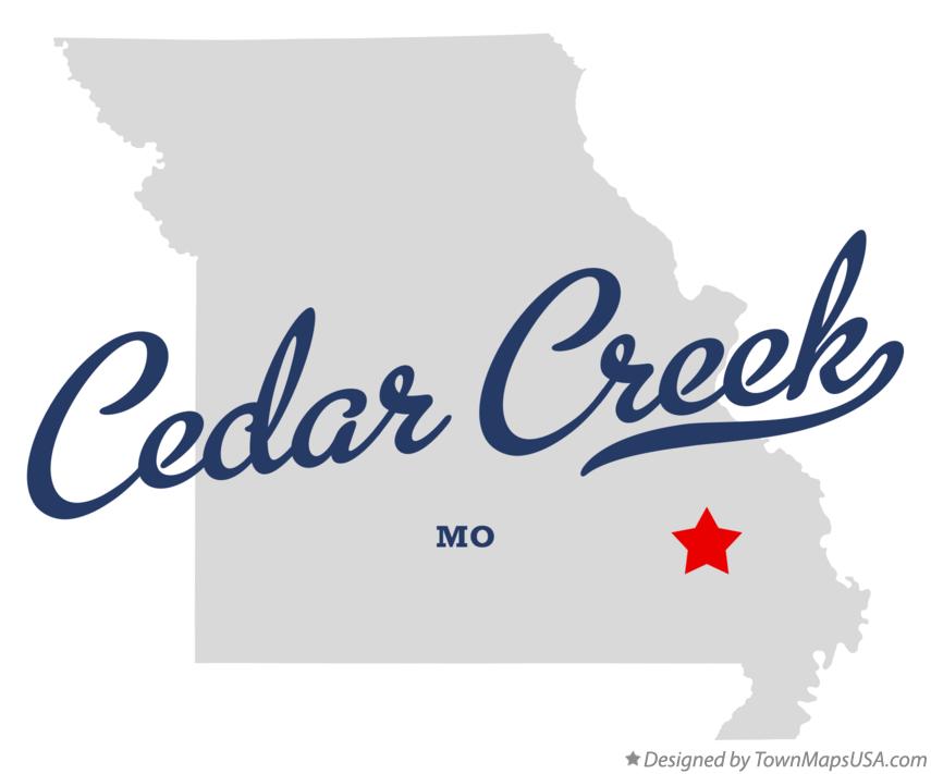 Map of Cedar Creek, Wayne County, MO, Missouri