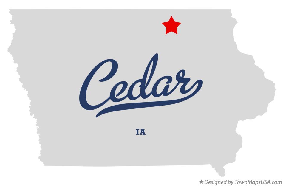 Map of Cedar, Floyd County, IA, Iowa