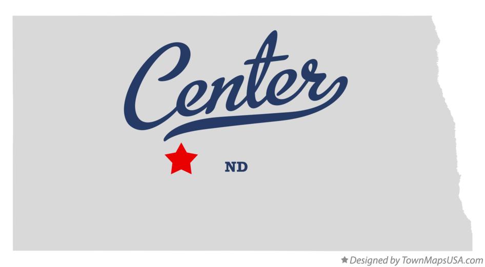 Map of Center, Oliver County, ND, North Dakota