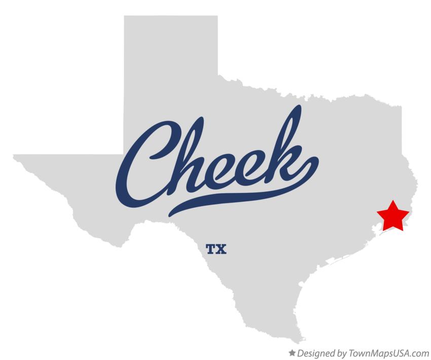 Map of Cheek, TX, Texas