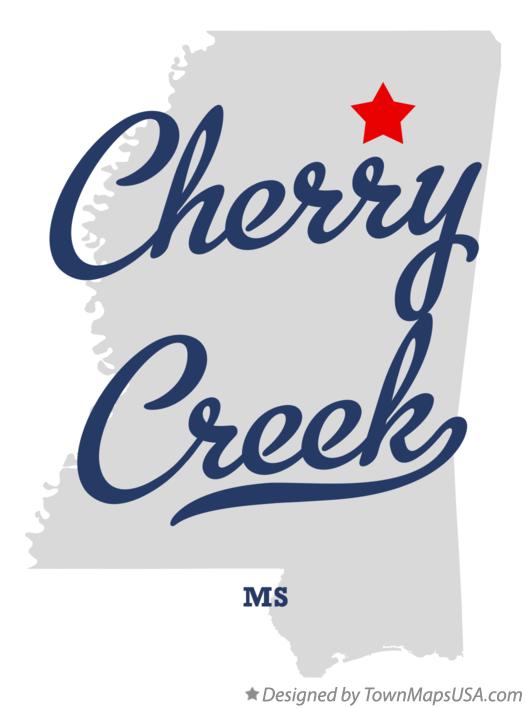 Map of Cherry Creek, MS, Mississippi