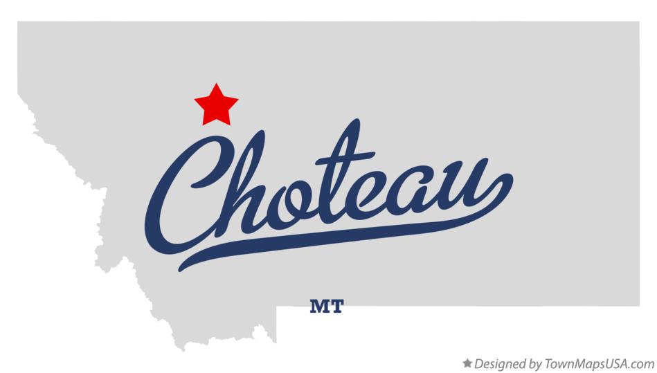 Map of Choteau, MT, Montana