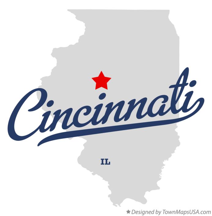 Map of Cincinnati, Tazewell County, IL, Illinois