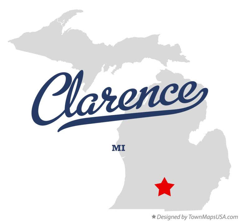 Map of Clarence, MI, Michigan
