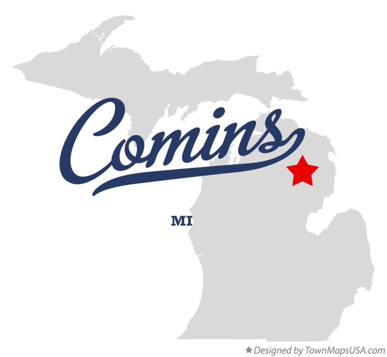 Map of Comins, MI, Michigan