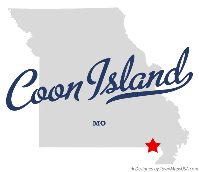 Map of Coon Island, MO, Missouri
