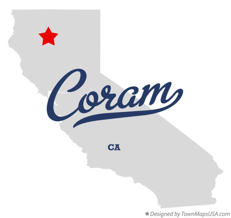 Map of Coram, CA, California
