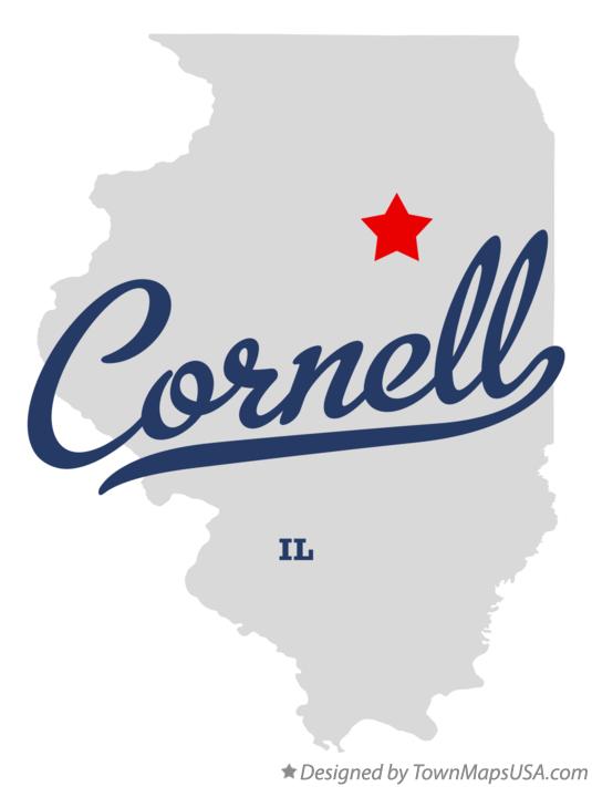 Map of Cornell, IL, Illinois