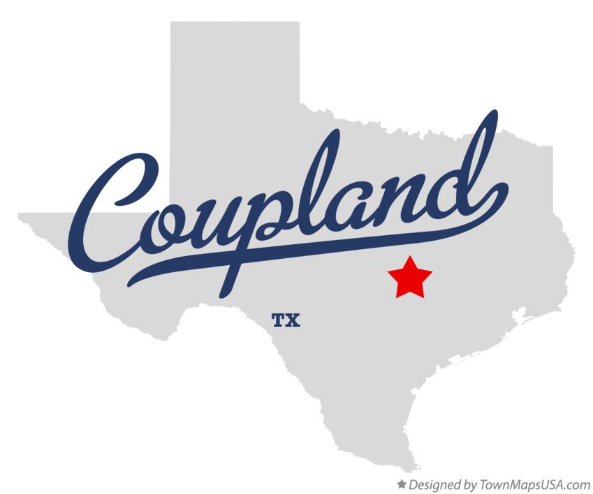 Map of Coupland, TX, Texas
