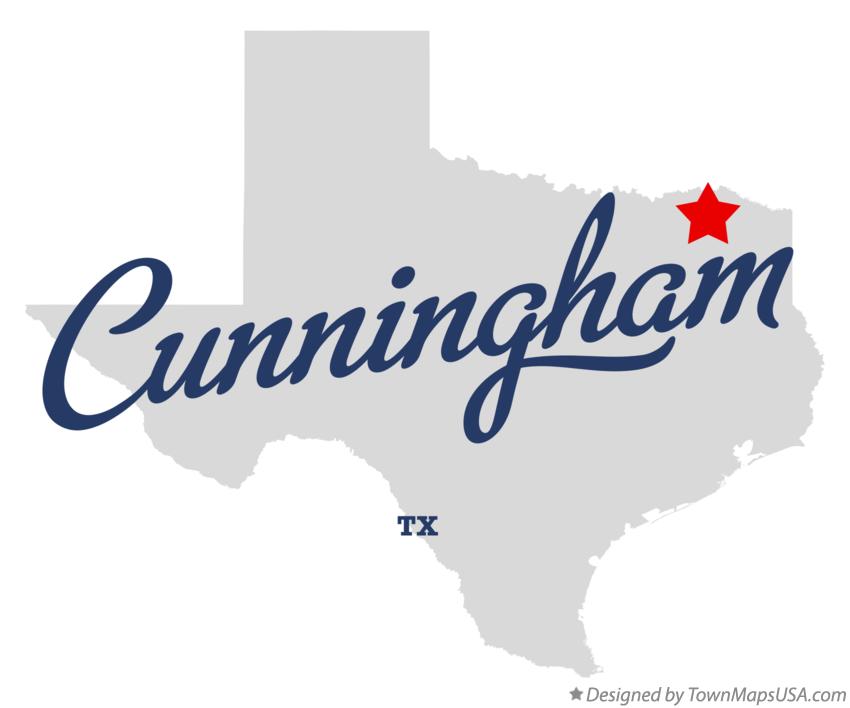 Map of Cunningham, TX, Texas
