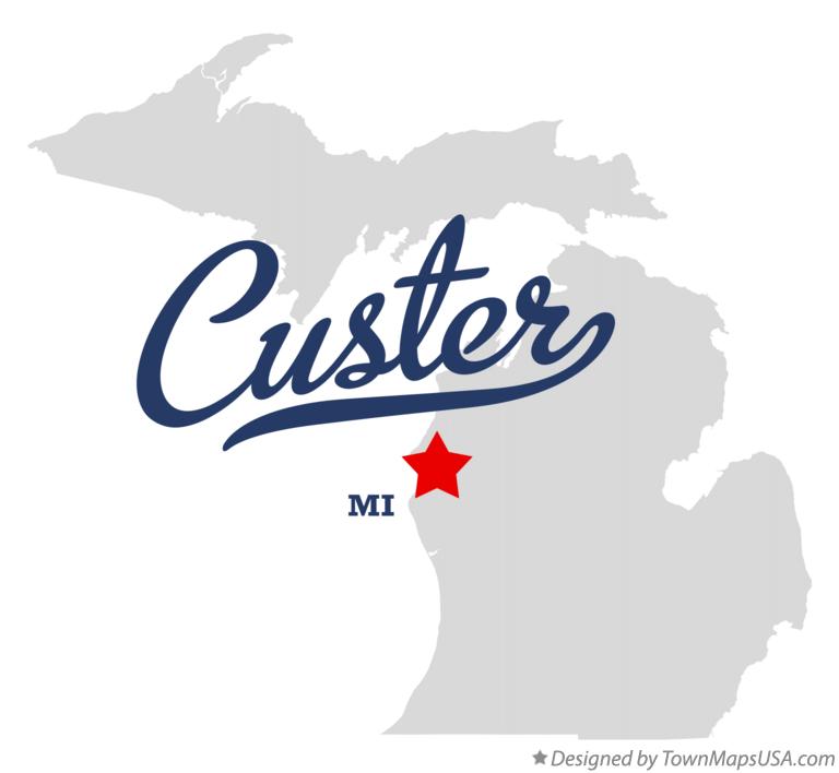 Map of Custer, Mason County, MI, Michigan