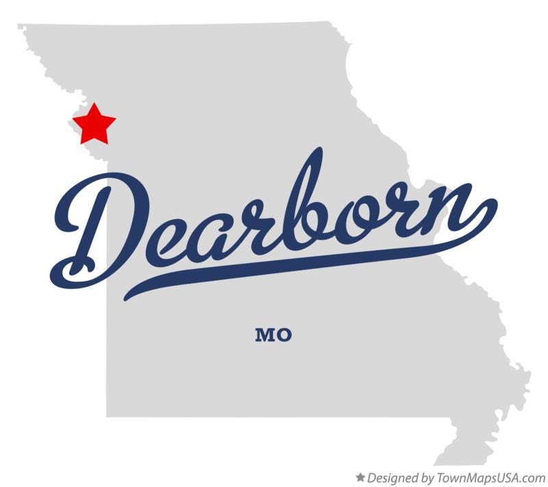 Map of Dearborn, MO, Missouri