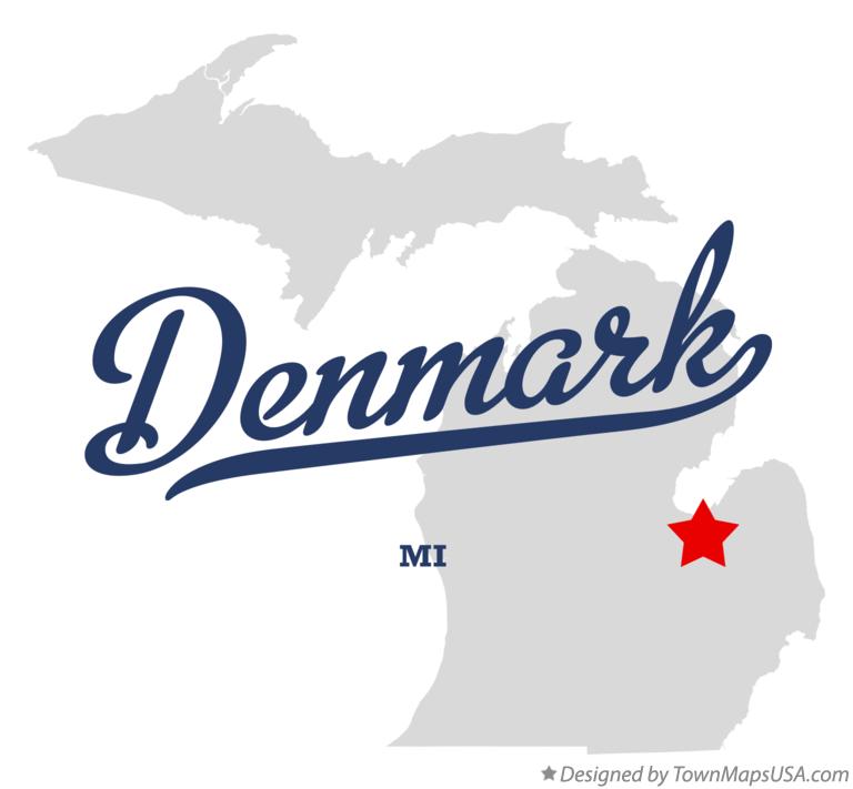 Map of Denmark, MI, Michigan
