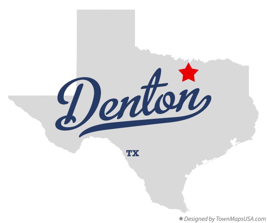 Map of Denton, TX, Texas
