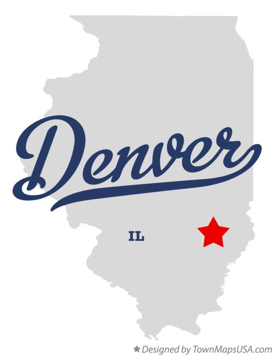 Map of Denver, IL, Illinois