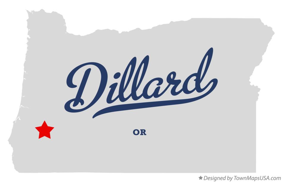 Map of Dillard, OR, Oregon