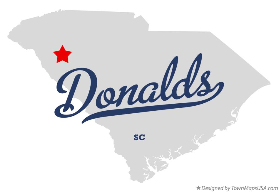 Map of Donalds, SC, South Carolina