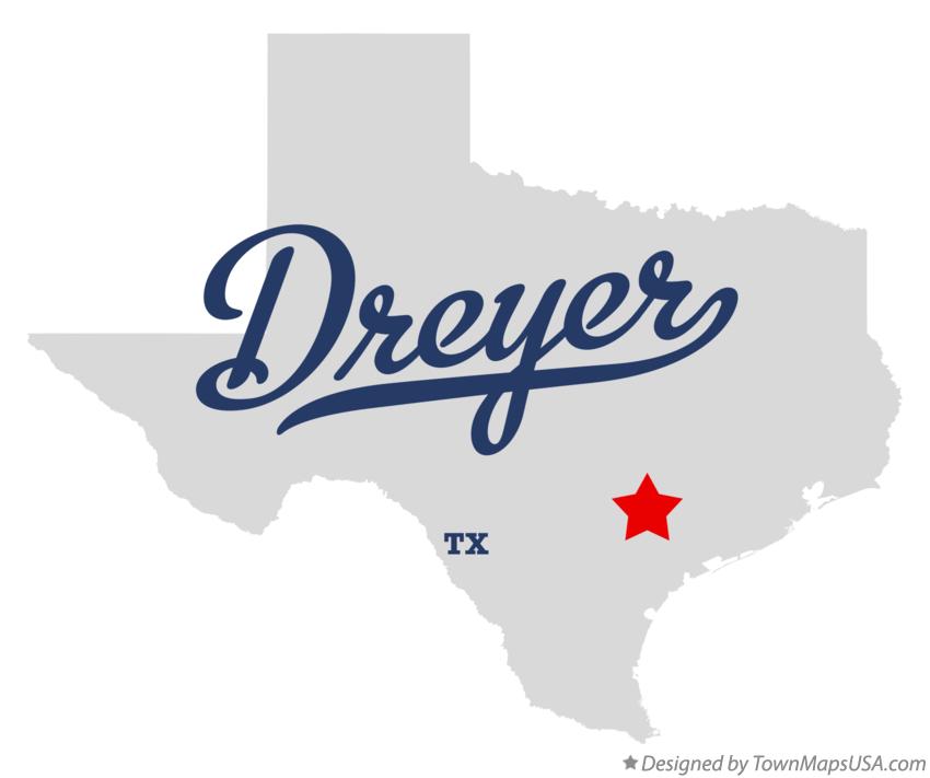 Map of Dreyer, TX, Texas