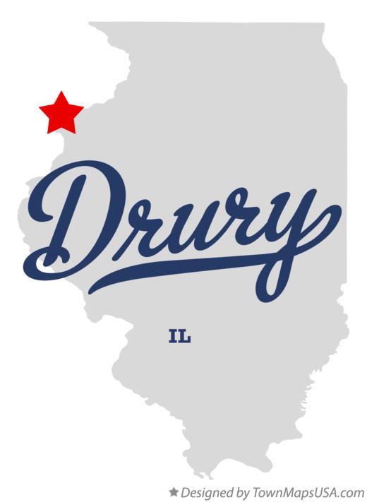 Map of Drury, IL, Illinois