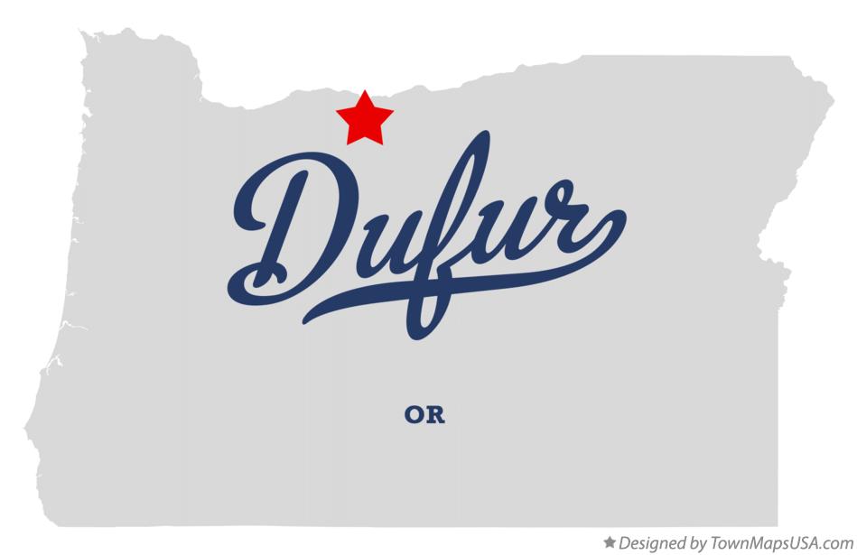 Map of Dufur, OR, Oregon