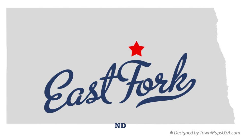Map of East Fork, Benson County, ND, North Dakota