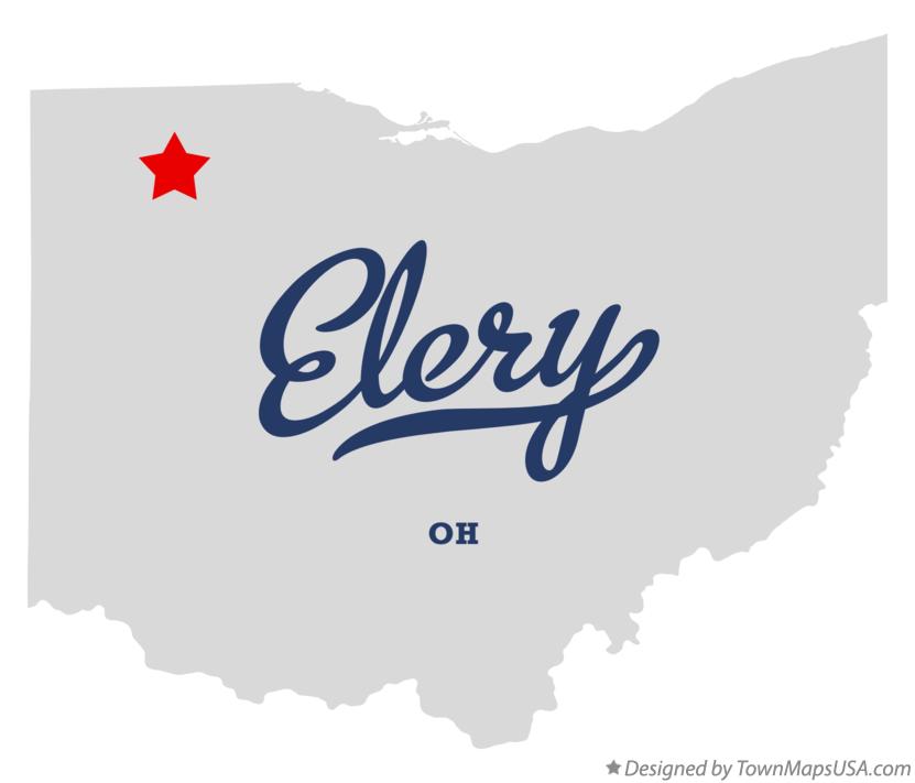Map of Elery, OH, Ohio