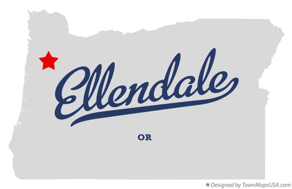 Map of Ellendale, OR, Oregon