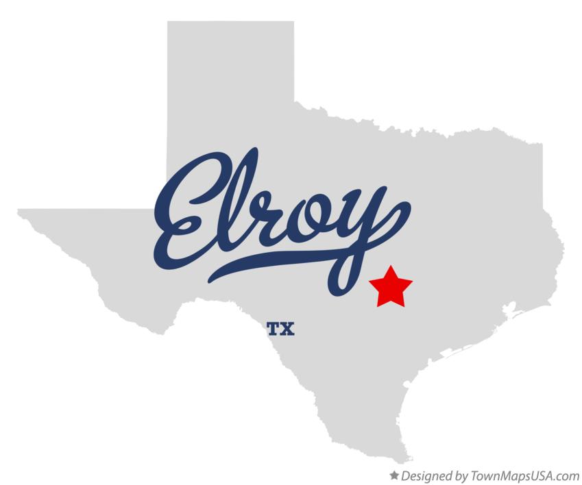 Map of Elroy, TX, Texas