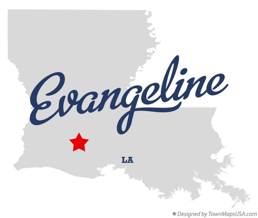 Map of Evangeline, LA, Louisiana