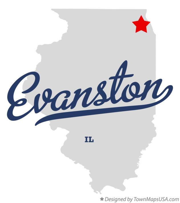 Map of Evanston, IL, Illinois