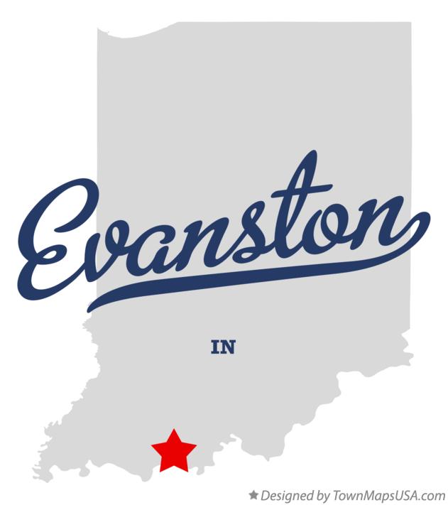 Map of Evanston, IN, Indiana