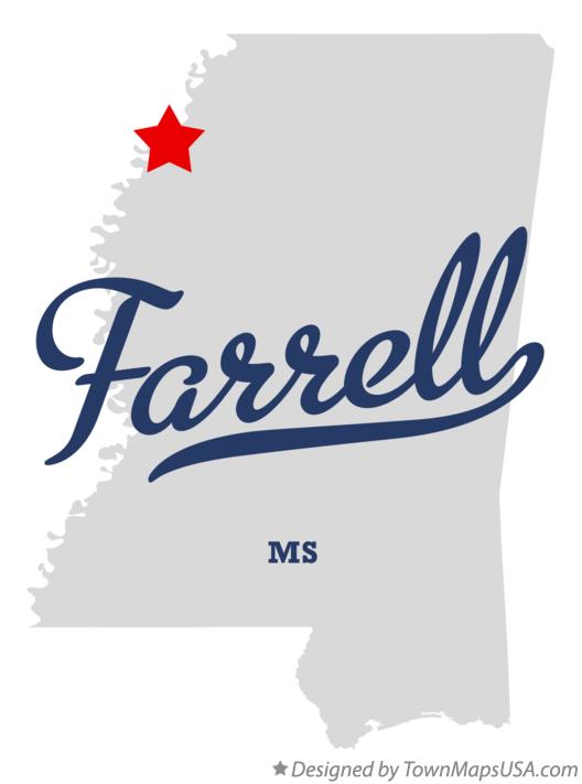 Map of Farrell, MS, Mississippi