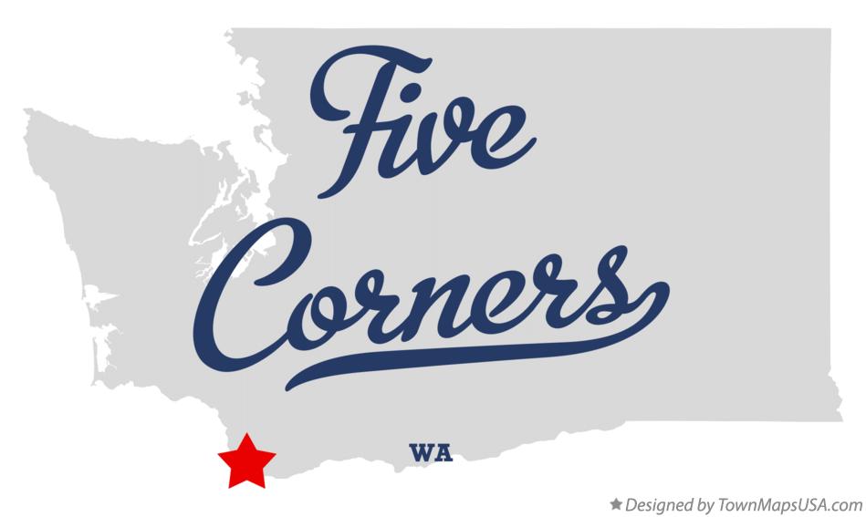 Map of Five Corners, WA, Washington
