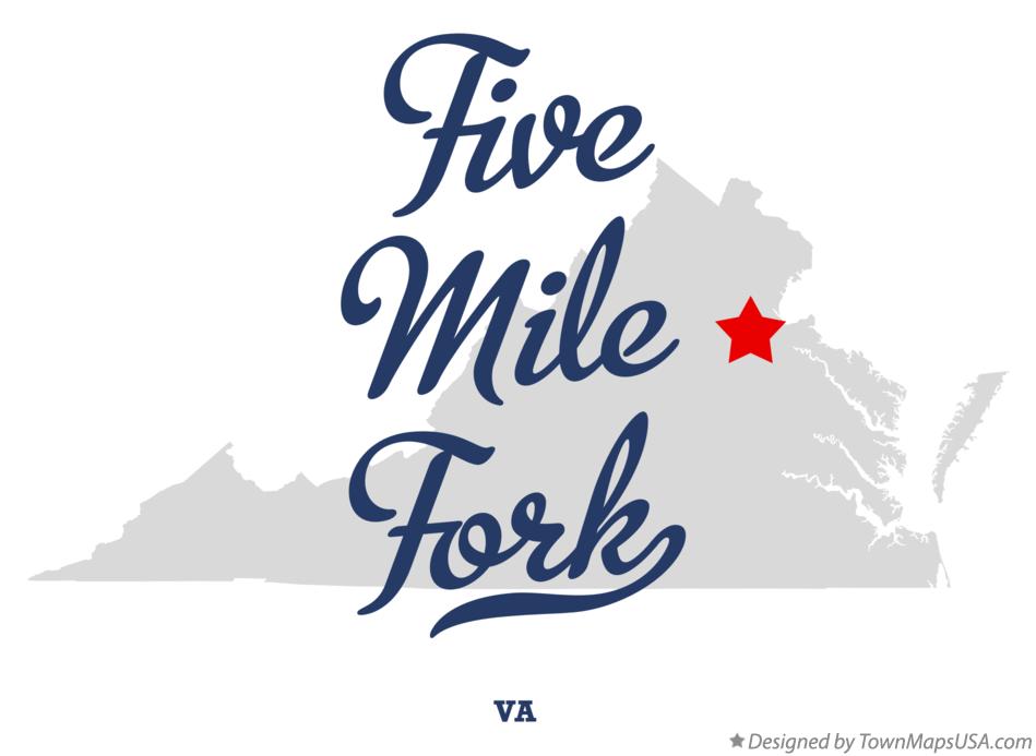 Map of Five Mile Fork, VA, Virginia