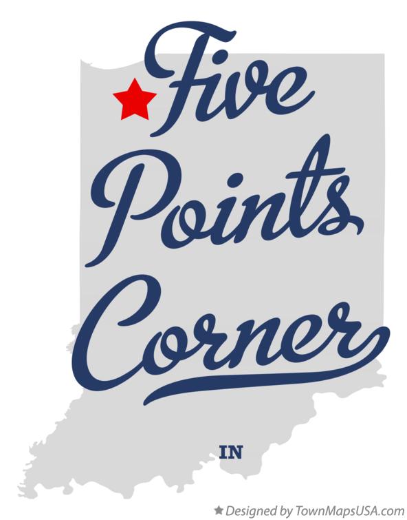 Map of Five Points Corner, IN, Indiana